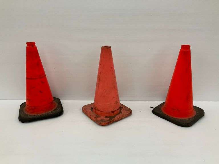 Three Orange Traffic Cones image