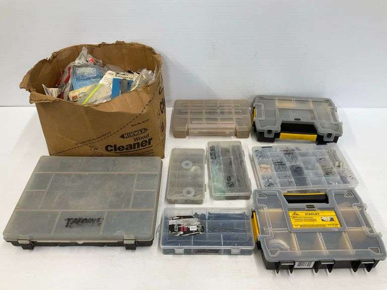 Collection of Hardware, Fasteners, and Small Parts in Storage Cases image
