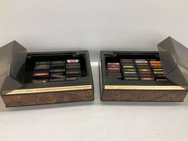 Two Atari Game Cartridge Storage Centers with Games image