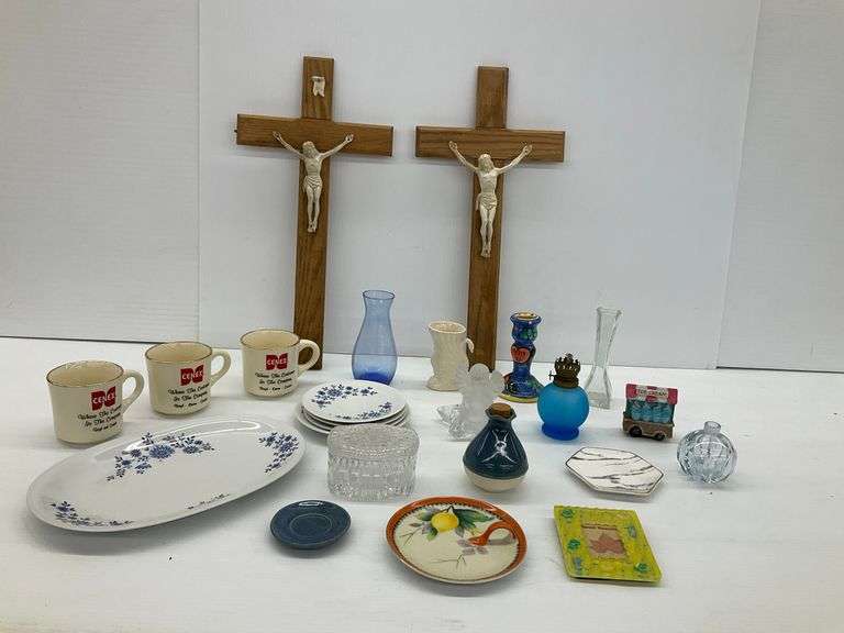 Home Decor: Cenex Mugs, Two Crufixes, Noritake & Seltmann Dishes image
