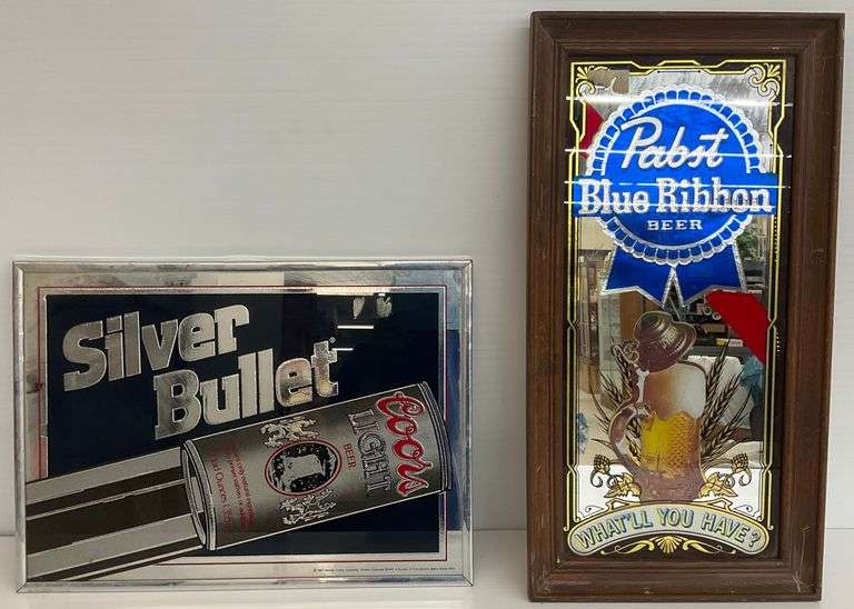 Pabst Blue Ribbon and Coors Light Mirror Advertising Signs image