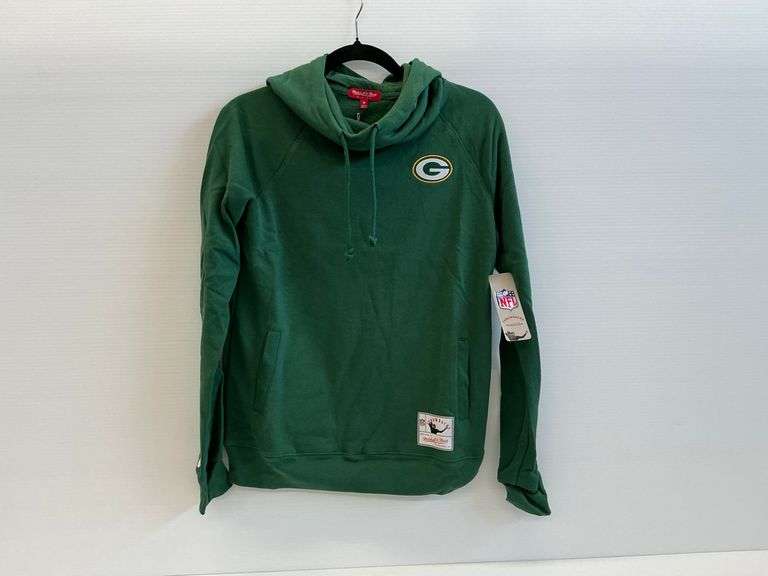 New Green Bay Packers NFL Mitchell & Ness Women's Size Small Funnel Neck Fleece Hoodie image
