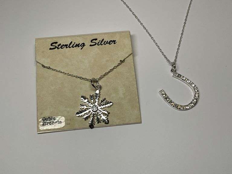 Sterling Silver Pendant Necklaces: Snowflake and Horseshoe Designs image