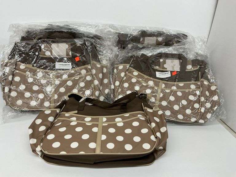 Seven New Cheeky Tummy Brown Polka Dot Diaper Bags image
