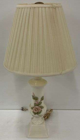 Floral Ceramic Table Lamp with Pleated Shade... works image