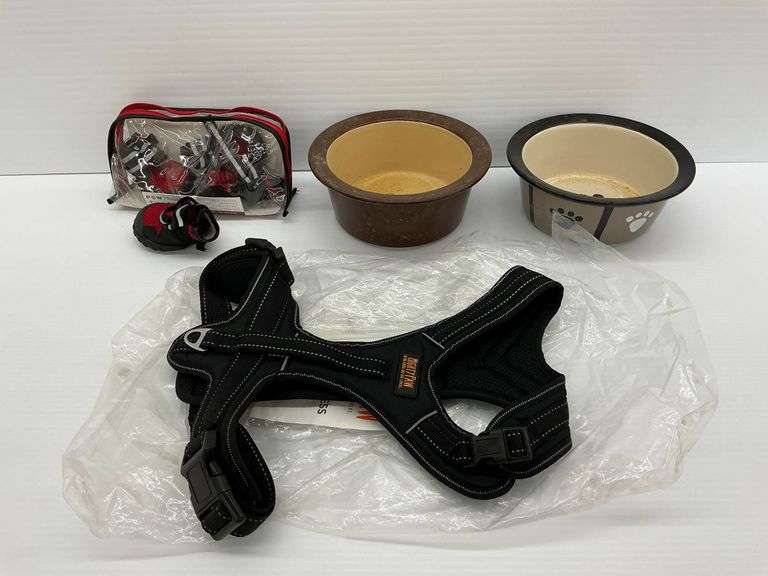Dog Harness, Bowls, and PawsTech Boots Bundle image