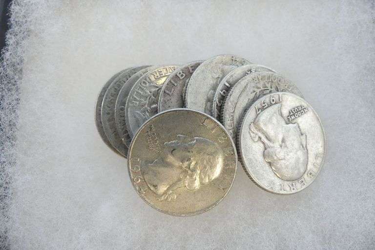 Mixed Lot of 10 Silver Washington Quarters -pre-1965 image