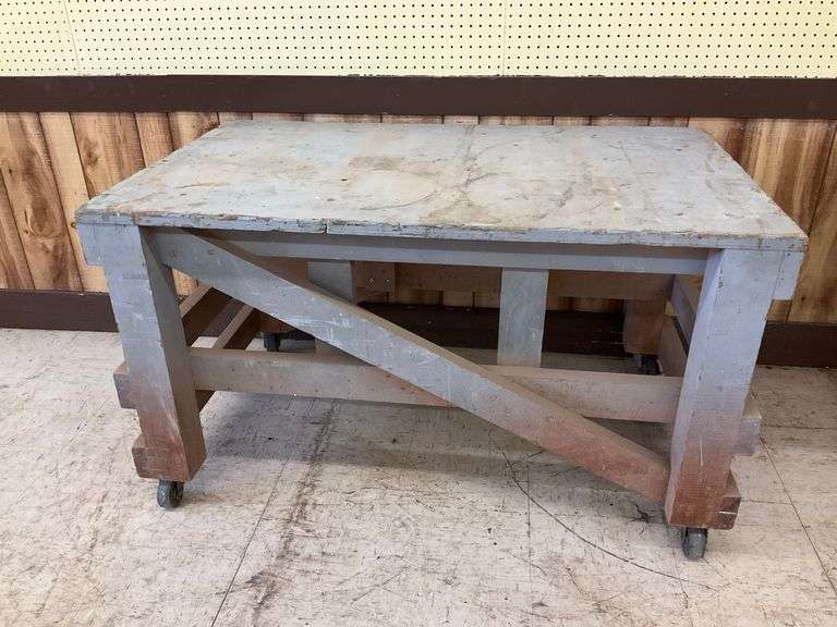 Rolling Wooden Workbench Table image
