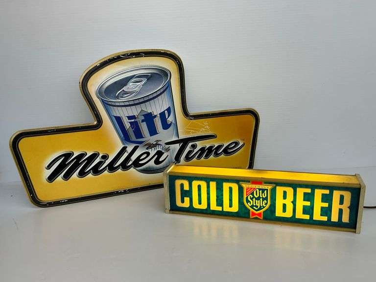 Miller Time and Old Style Beer Advertising Signs image