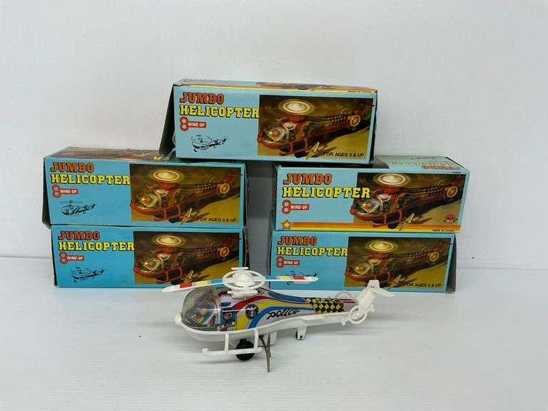 Five Jumbo Helicopter Wind-Up Toys - Includes Original Boxes image