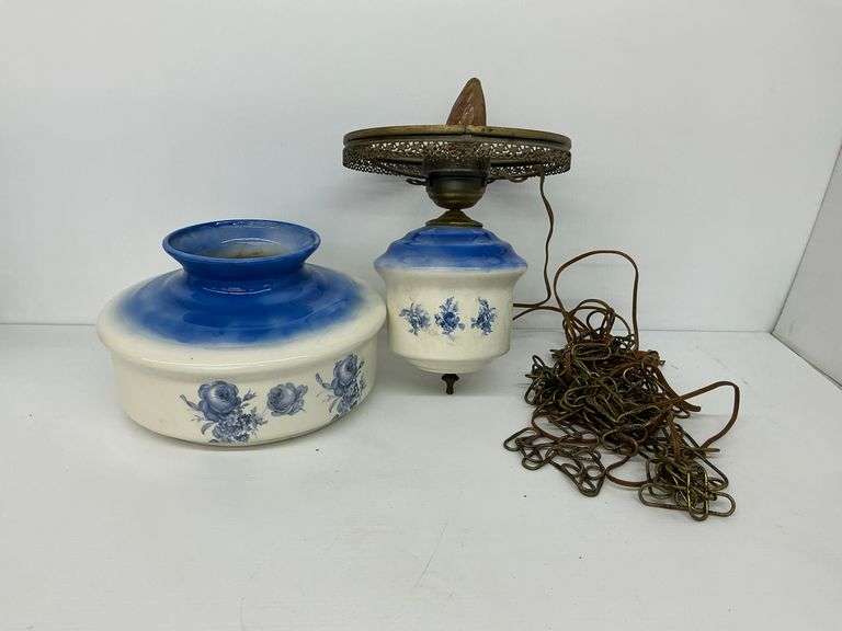 Vintage Hanging Lamp Fixture with Shade image