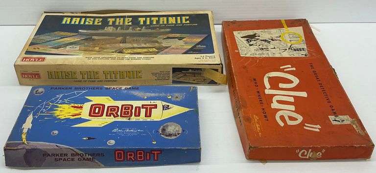 Assorted Vintage Board Games - Clue, Orbit, Raise the Titanic image