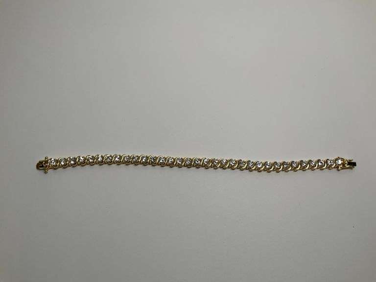 Sterling Silver Bracelet with Clear Stones image