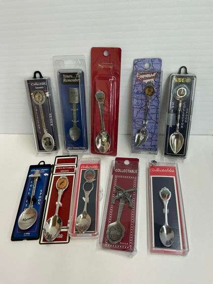 Ten Collectible Souvenir Spoons - Assorted Locations and Themes image
