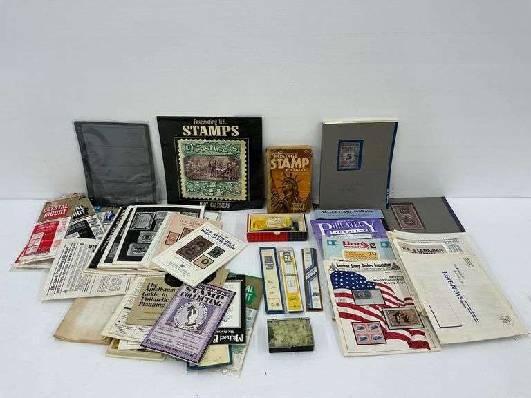 Collection of Stamp Collecting Supplies and Ephemera image