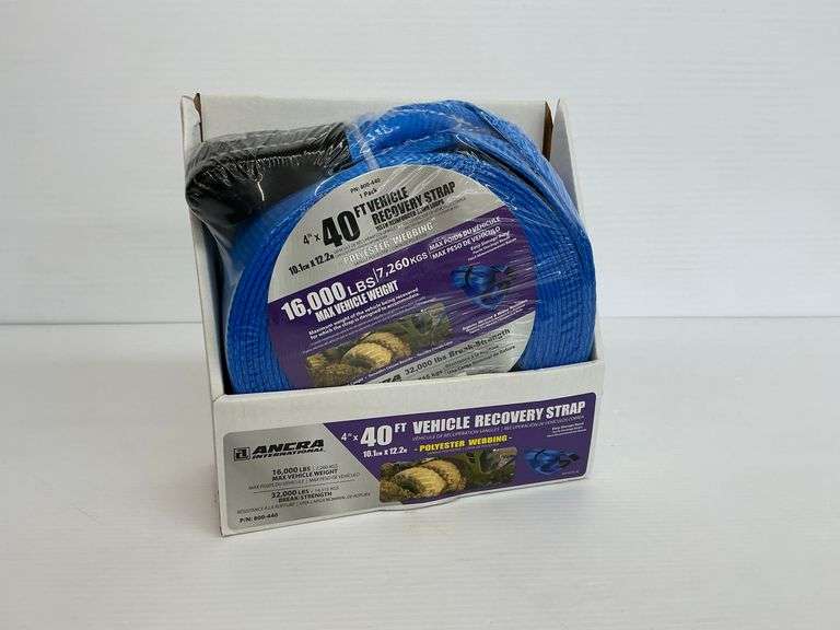 New - Ancra 4 inch x 40 ft Vehicle Recovery Strap 16,000 lbs Capacity image