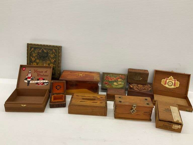 Assorted Decorative Wooden Boxes and Cigar Boxes image