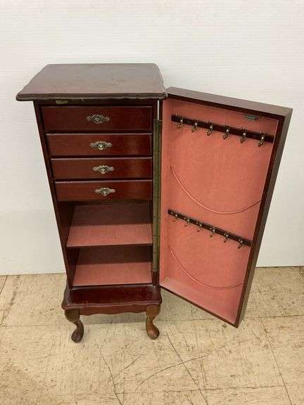 Wooden Jewelry Armoire Cabinet with Drawers and Side Storage image