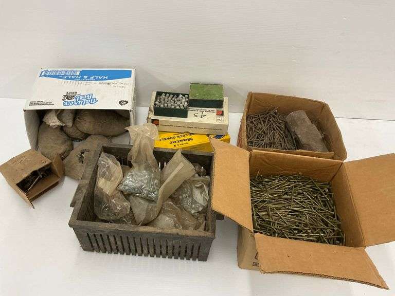 Large Assortment of Fasteners, Nails, Screws, Washers, and Dowels image