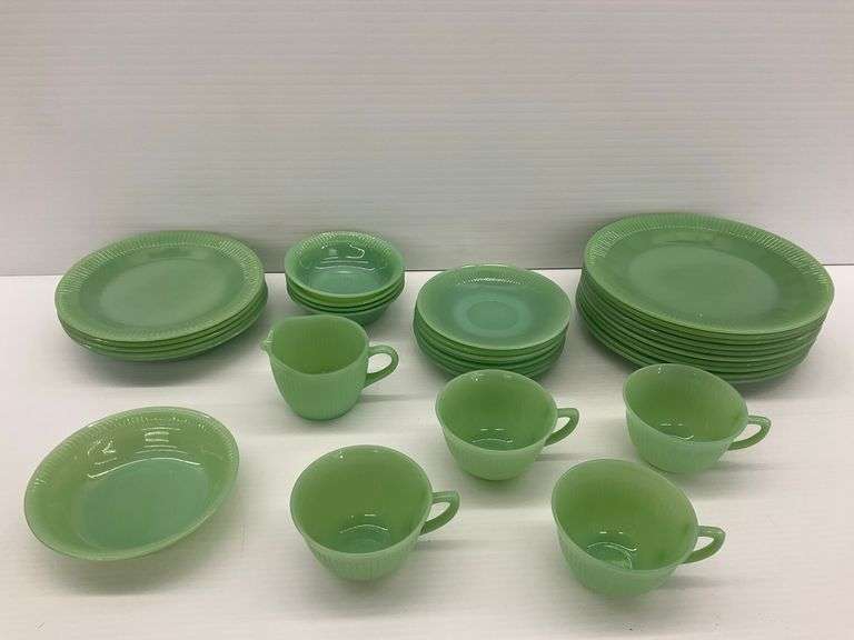 Fire King Jadeite Dinnerware Set - Plates, Bowls, Cups, and Creamer image
