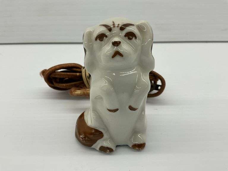 1940s Hego Porcelain Pekingese Triple Electric Plug Splitter - "Alec Tri Pup" image
