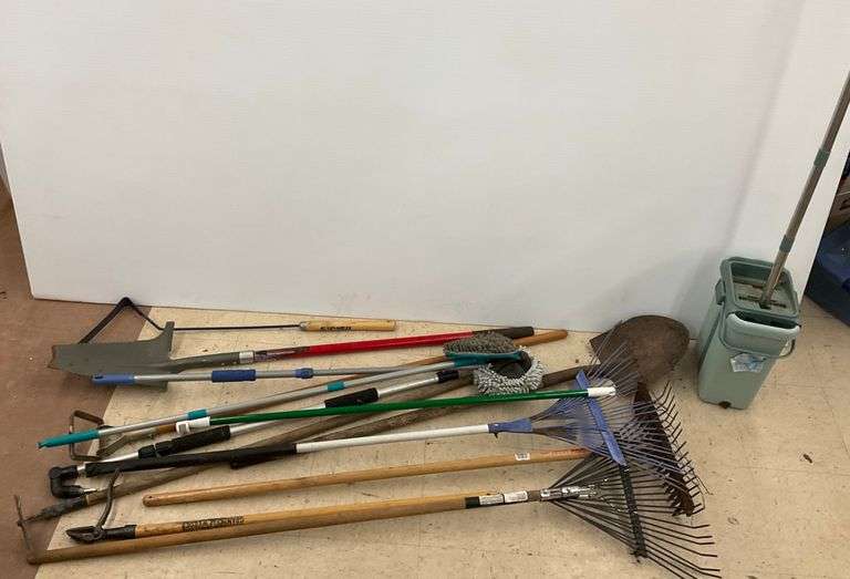 Variety of Floor Cleaning and Gardening Tools image