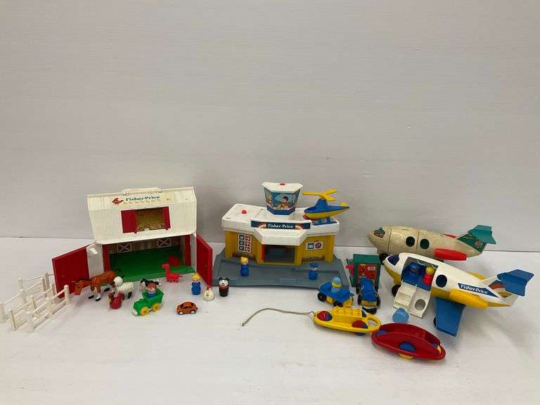 Vintage Fisher-Price Toy Lot - Barn, Airport, Airplanes & Accessories image