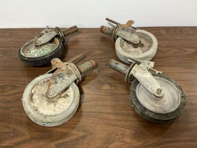 Lot of 4 Industrial Casters with Brakes image