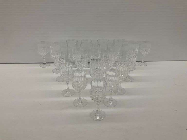 Set of 21 Elegant Stemmed Crystal Glasses image