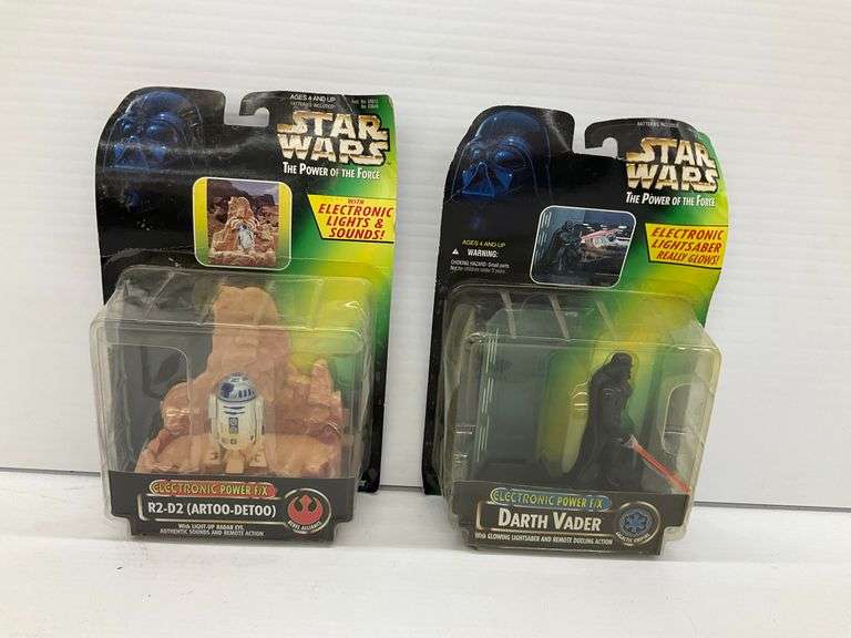 Star Wars Power of the Force R2-D2 and Darth Vader Action Figures - Electronic Power F/X image