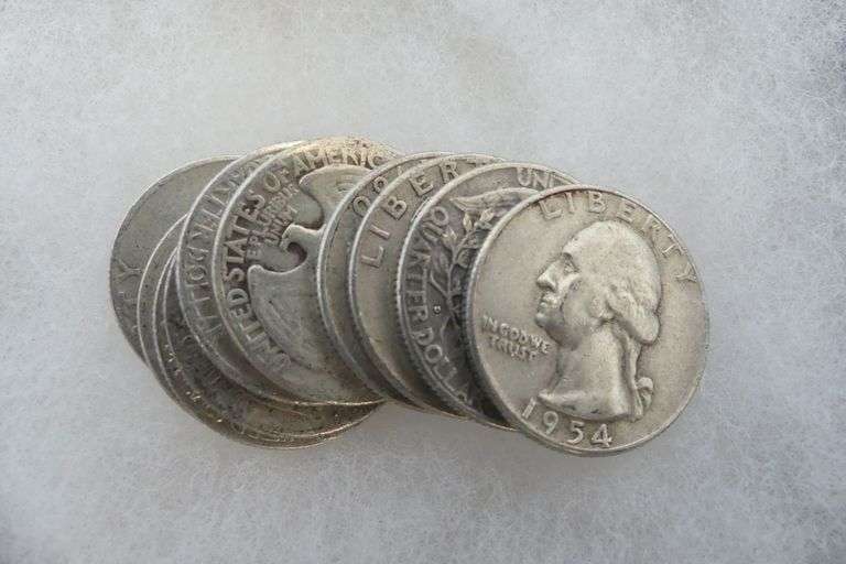 Ten Silver Washington Quarters - pre-1965 image