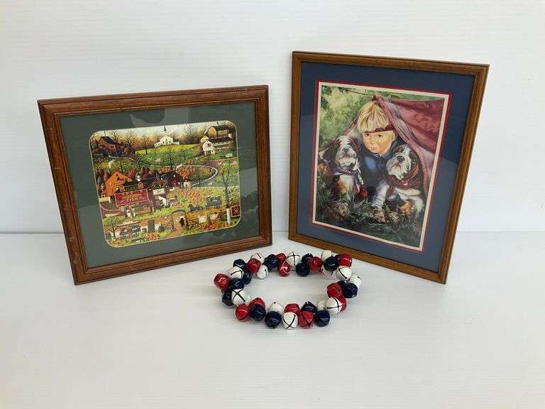Two Framed Prints and Patriotic Jingle Bells image