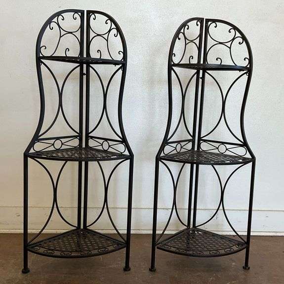 Two Wrought Iron Corner Display Shelves image