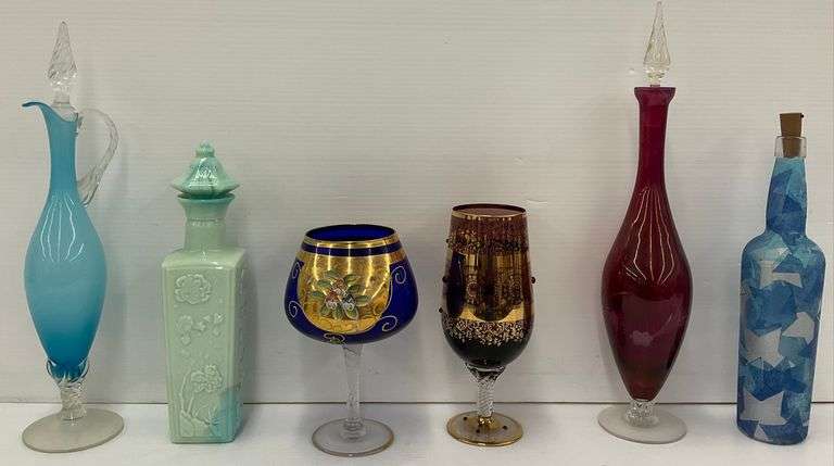 Six Glass Bottles and Goblets image