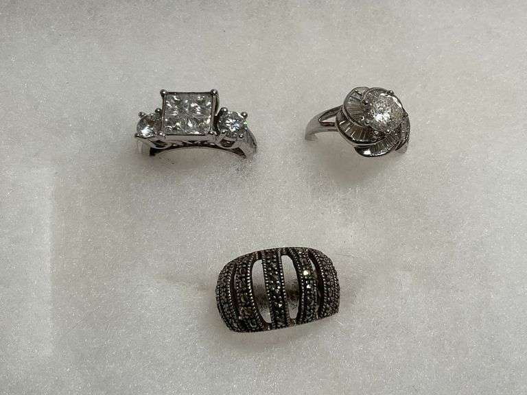 Three Fashion Rings... Two Size 6 and One Size 7 image