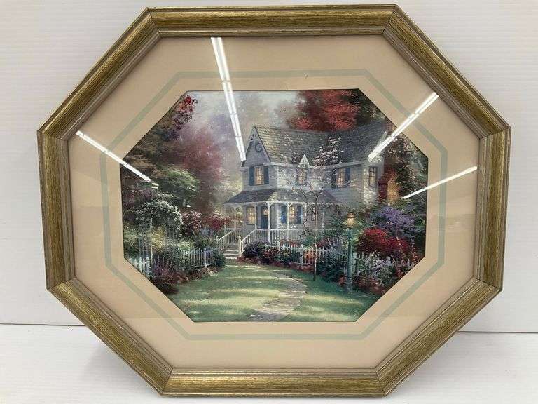 Framed Print of a House Surrounded by Gardens image