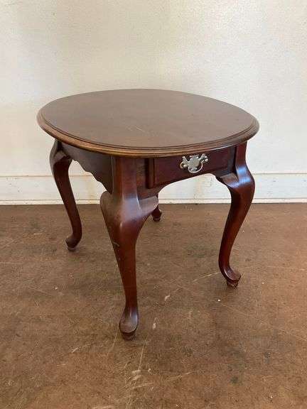 Small Wooden Side Table with Drawer... foot damage image
