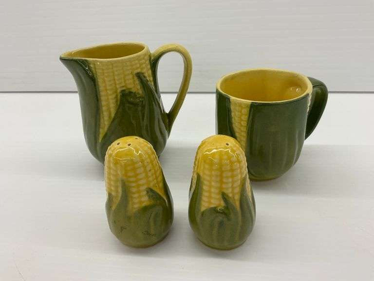 Shawnee Pottery USA Corn Creamer, Mug, and Salt & Pepper Set image