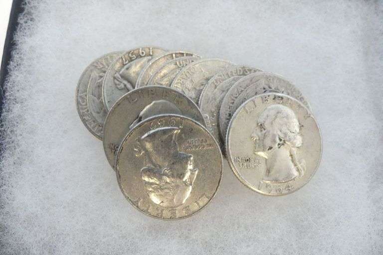 Mixed Lot of 10 Silver Washington Quarters -pre-1965 image