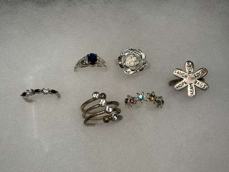 Six Various Design Sterling Silver Rings image