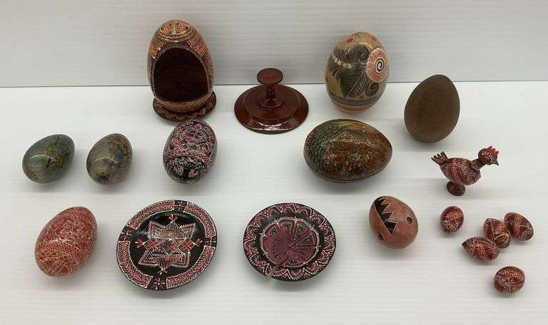 Hand-Painted Eggs and Decorative Figurines image