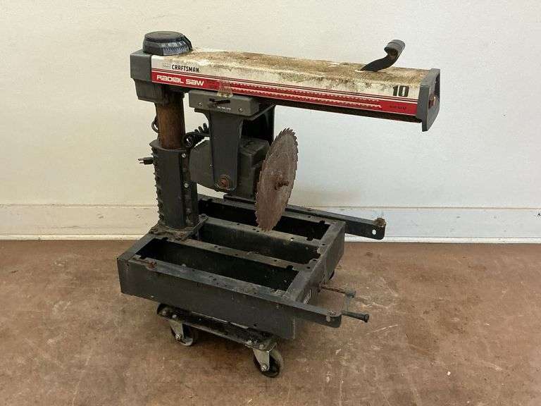 Craftsman 10" Radial Arm Saw on dolly, works image