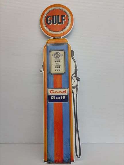 Gulf Gas Pump Metal Advertising Sign image