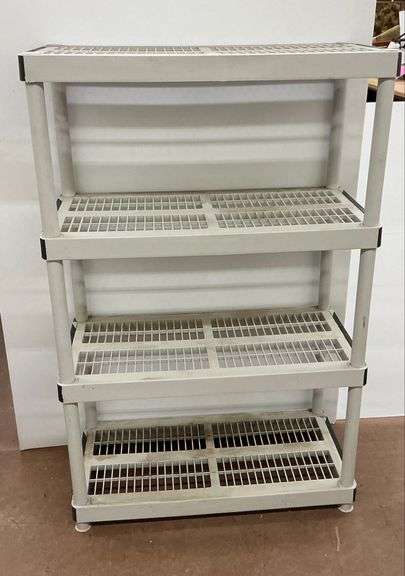 Four-Tier White Plastic Shelving Unit image