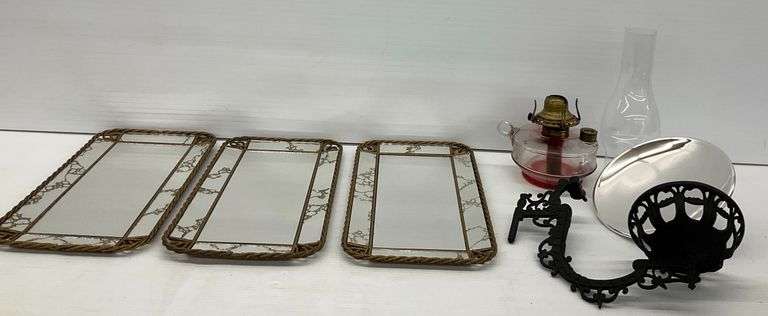Decorative Mirrors and Vintage Bracket Oil Lamp image