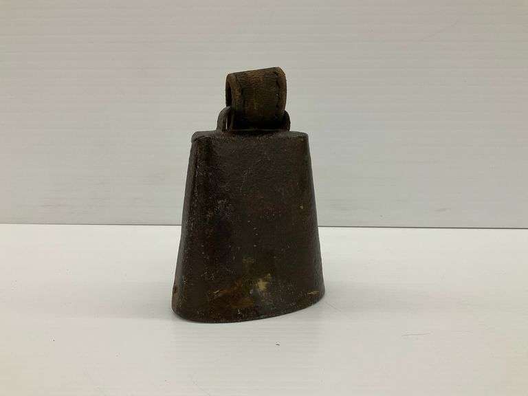 Vintage Metal Cow Bell with Leather Strap image
