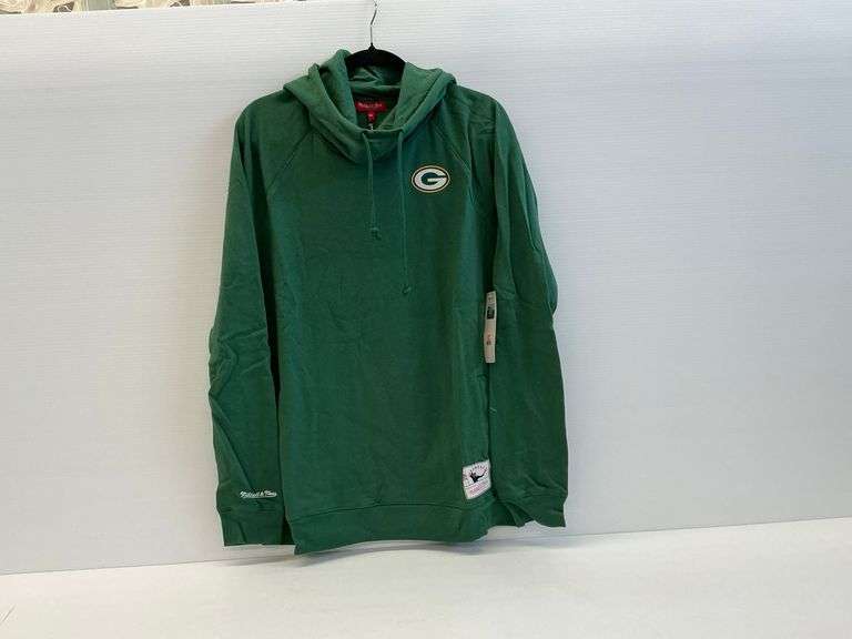 New Green Bay Packers Mitchell & Ness Women's Size XL Funnel Neck Fleece Hoodie image