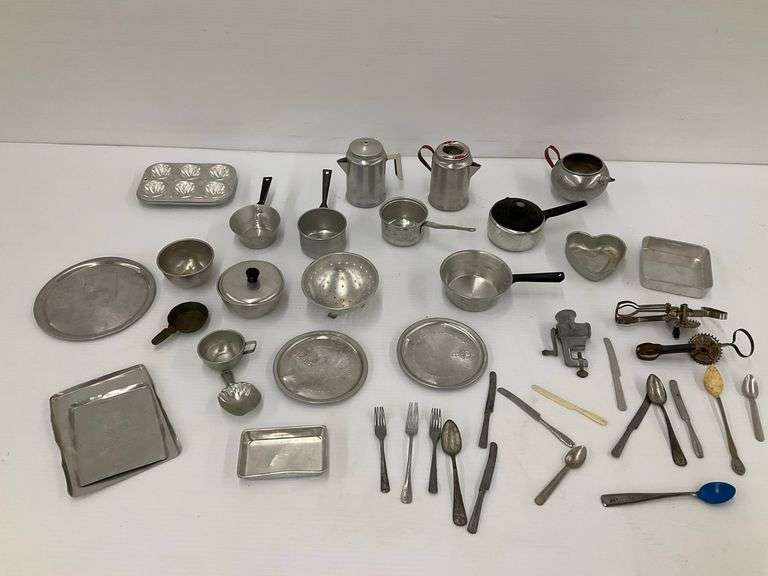 Vintage Aluminum Toy Kitchen Cookware Group image