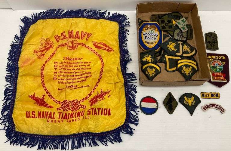 Military and Naval Patches and Navy "Mother" Pillow Cover image