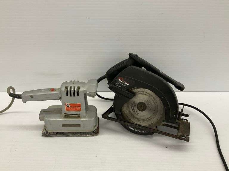 Craftsman Circular Saw and Black & Decker Finishing Sander, work image